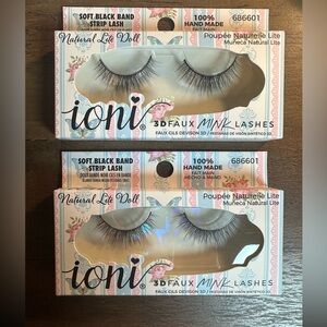 Ioni Natural Lite Doll Strip Lash 3D Faux Mink Lashes Soft Black Band 2 Sets